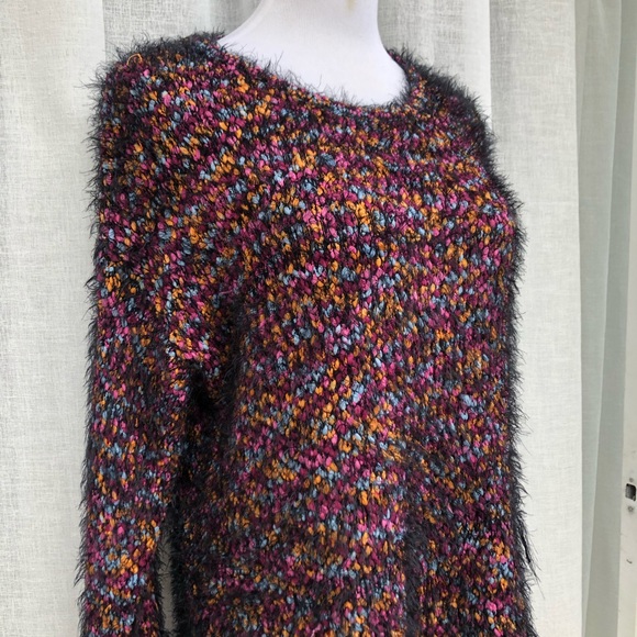NY collection multicolor fuzzy rag sweater - Picture 3 of 8